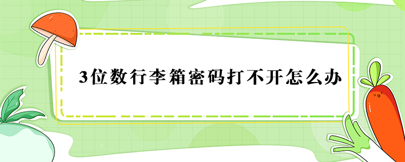 3位数行李箱密码打不开怎么办